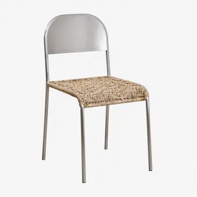 Set Van 4 Eetkamerstoelen Van Roestvrij Staal Narnial Roestvrij Staal - Jute - Sklum