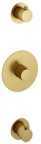 Hotbath Cobber afbouwdeel inbouwthermostaat met 2 stopkranen geborsteld messing (goud) PVD CB007EXTBBP