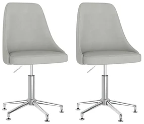 vidaXL Eetkamerstoelen draaibaar 2 st stof lichtgrijs