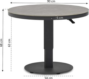 Tuintafel   90 cm  Grijs   Tivano in hoogte verstelbare