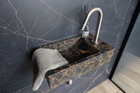 Saniclear Athens Portoro Gold fonteinset met gebogen kraan in RVS