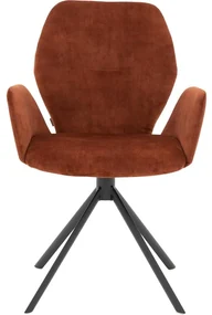 Goossens Eetkamerstoel Hera koper velvet stof met armleuning, modern design