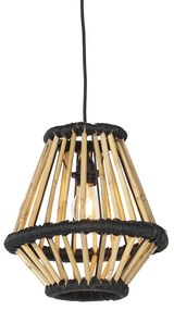 Oosterse hanglamp bamboe met zwart 32 cm - EvalinOosters E27 rond Binnenverlichting Lamp