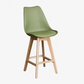 Nordic Hoge Kruk Met Kunstleren Kussen Leger Groen – Koel & ↑65 Cm - Sklum