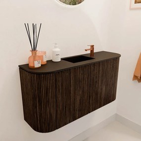 Mondiaz Joya 85cm toiletmeubel ronding links/rechts walnut met wastafel faye midden 1 kraangat urban