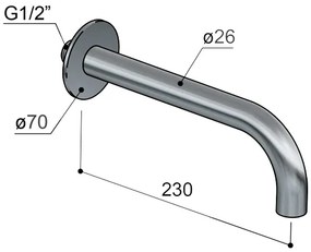Hotbath Cobber baduitloop 22.5cm messing geborsteld