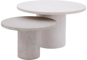 Goossens Salontafel Stone rond, beton wit, urban industrieel, 70 x 40 x 70 cm