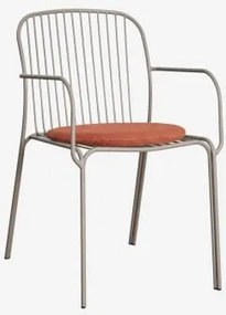 Pack Van 4 Tuinstoelen Met Armleuningen Van Staal Anerina Moka Bruin & Terracota - Sklum
