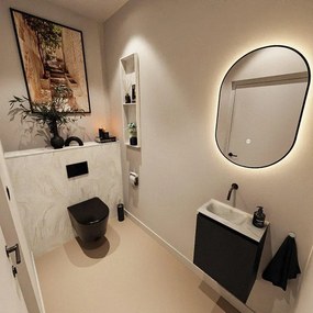 MONDIAZ TURE-DLUX 40cm toiletmeubel Urban. EDEN wastafel Ostra positie links. Zonder kraangat. TUREDX40URBL0OST