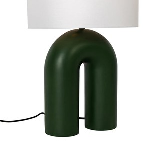 Design tafellamp groen met linnen kap wit - Lotti Design, Modern E27 Binnenverlichting Lamp