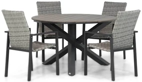 Tuinset Ronde Tuintafel 4 personen 125 cm Wicker Grijs Lifestyle Garden Furniture Upton/Ancona