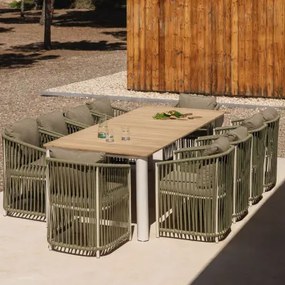 Rechthoekige Tafelset 260x100 Cm In Aluminium En Teakhout Sirka En 10 Sophie Aluminium Tuinstoelen Leger Groen – Koel - Sklum