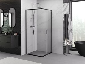 Mexen Exo vierkante douchecabine schuifdeur 90 x 90 cm, transparant, zwart - 8111-090-090-70-00