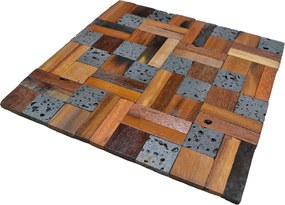Houten Mozaïekpaneel | Lava Mix | 30×30 cm | Hout | Tegel
