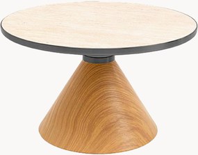 Ronde salontafel Cono met blad met travertijneffect