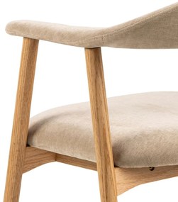 Eiken Eetkamerstoel Beige Chenille