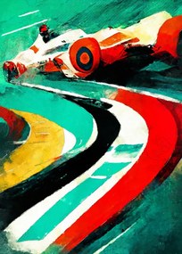 Ilustratie Formula 1 green red, Justyna Jaszke, (30 x 40 cm)