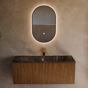 Mondiaz Kurve-dlux 110cm badmeubel dusk met 1 lade en wastafel big medium midden 1 kraangat lava