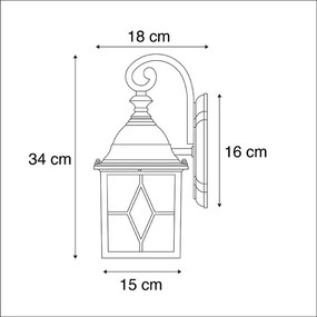 Set van 2 romantische buiten wandlantaarns brons - London Landelijk / Rustiek, Klassiek / Antiek E27 Buitenverlichting vierkant