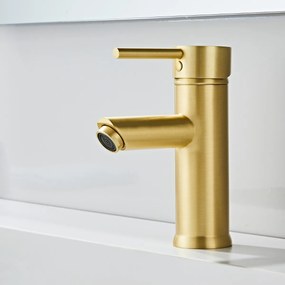 Saniclear Brass wastafelkraan geborsteld messing mat goud