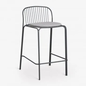 Anerina Hoge Tuinstoel Van Staal Grijs – Grafiet & ↑65 Cm & Zand Grijs - Sklum
