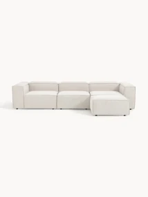 Modulaire bank Lennon (4-zits) uit bouclé met poef (links/rechts)
