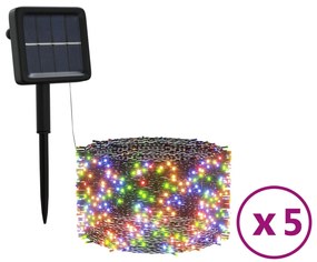 vidaXL 5 st Lichtslinger met 200 LED's solar binnen/buiten meerkleurig