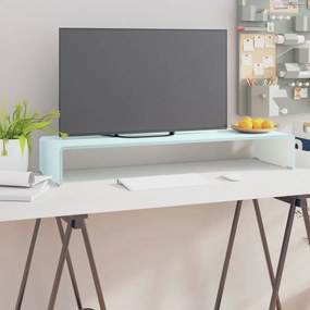vidaXL Tv-meubel/monitorverhoger wit 90x30x13 cm glas