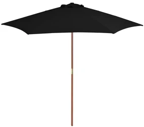 vidaXL Parasol met houten paal 270 cm zwart