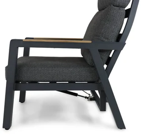 Verstelbare Tuinstoel Aluminium/teak Grijs-antraciet Lifestyle Garden Furniture Marseille