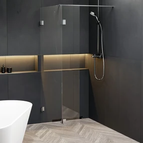 Riho Scandic X402 inloopdouche 100cm met 30cm zijwand chroom