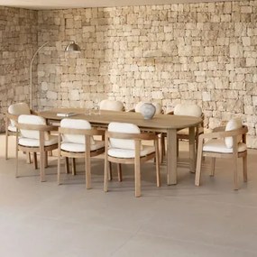 Ovale Tuintafelset 240x100 Cm Met 8 Stoelen Van Acaciahout Uleno Lichte Acaciekleur - Sklum