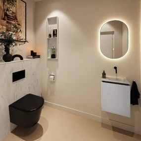 Mondiaz Ture DLux toiletmeubel 40cm plata met wastafel opalo rechts zonder kraangat
