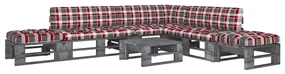 vidaXL 6-delige Loungeset pallet met kussens grijs geïmpregneerd hout