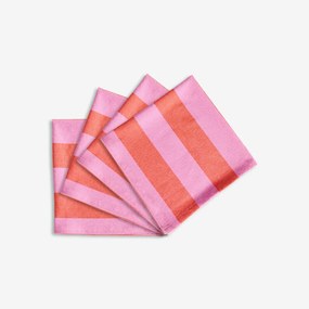 Set van 4 gestreepte servetten, 30% gerecycled katoen, geweven-geverfd, MIRELLA