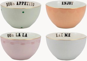 Kleine schalen Slogan van Fine Bone China, 4-delig