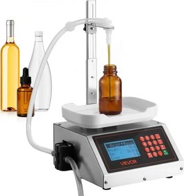 VEVOR Automatische vulmachine voor flessen van 10-1000 g, geschikt voor vloeistoffen, dranken, olie, shampoo en lotions. Voorzien van een roestvrijstalen behuizing, digitale weegschaal, druppelvrije spuitmond en geheugen voor voorgeprogrammeerde instellin