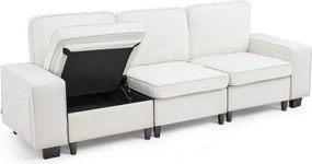 VEVOR Lounge Sofa, Modulaire Sofa met Opbergruimte eronder, Moderne Bank met Zijvakken en Metalen Frame, Slaapbank Ideaal voor Woonkamer, Slaapkamer, Appartement en Kantoor, Wit