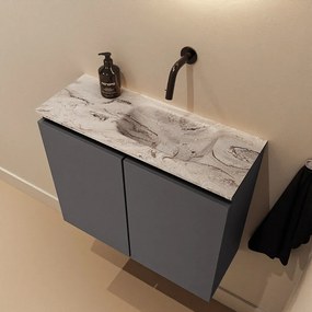 Mondiaz Ture DLux toiletmeubel 60cm dark grey met wastafel glace rechts zonder kraangat