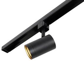 1-fase railsysteem zwart met 4 spots en I voeding vierkant - Jeana