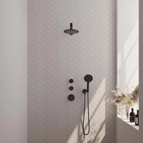 Brauer Black Edition complete inbouw regendouche met 3 standen handdouche, rechte wandarm en hoofddouche 20cm set 7 zwart mat