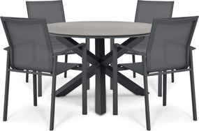 Tuinset Ronde Tuintafel 4 personen 120 cm Aluminium Grijs  Lifestyle Garden Furniture Timo/Xento