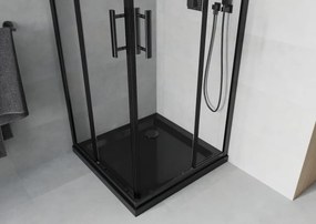 Mexen Rio kwadratische douchecabine 90 x 90 cm, transparant, zwart + Flat douchebak, zwart - 860-090-090-70-00-4070B