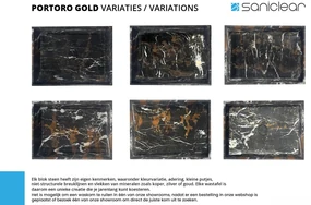 Saniclear Portoro Gold marmer waskom rechthoekig 50x35cm