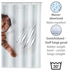 Wenko douchegordijn 180x200cm Cat inclusief ringen