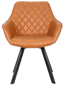 Eetkamerstoel - Ringo - Draaibaar - Lederlook cognac