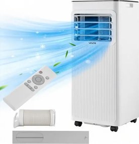 VEVOR Mobiele Airconditioner 7000 BTU 2,05 kW met afvoerslang, 3-in-1 draagbare airconditioner met koeling, ventilatie en ontvochtiging, LED-display, afstandsbediening en 24-uurs timer voor gebruik binnenshuis