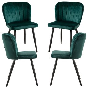 Pak 4 Fluwelen Luk Stoelen