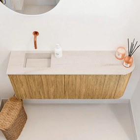 Mondiaz Joya DLux 100cm toiletmeubel ronding rechts oak met wastafel faye links zonder kraangat meli