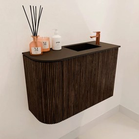 Mondiaz Joya 60cm toiletmeubel ronding links walnut met wastafel faye rechts 1 kraangat urban